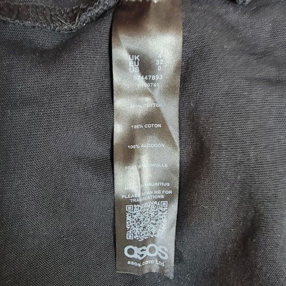 ASOS Black Oversized Short Sleeves Button Up Pockets Classic Basic Dress Size 0 - Picture 10 of 10